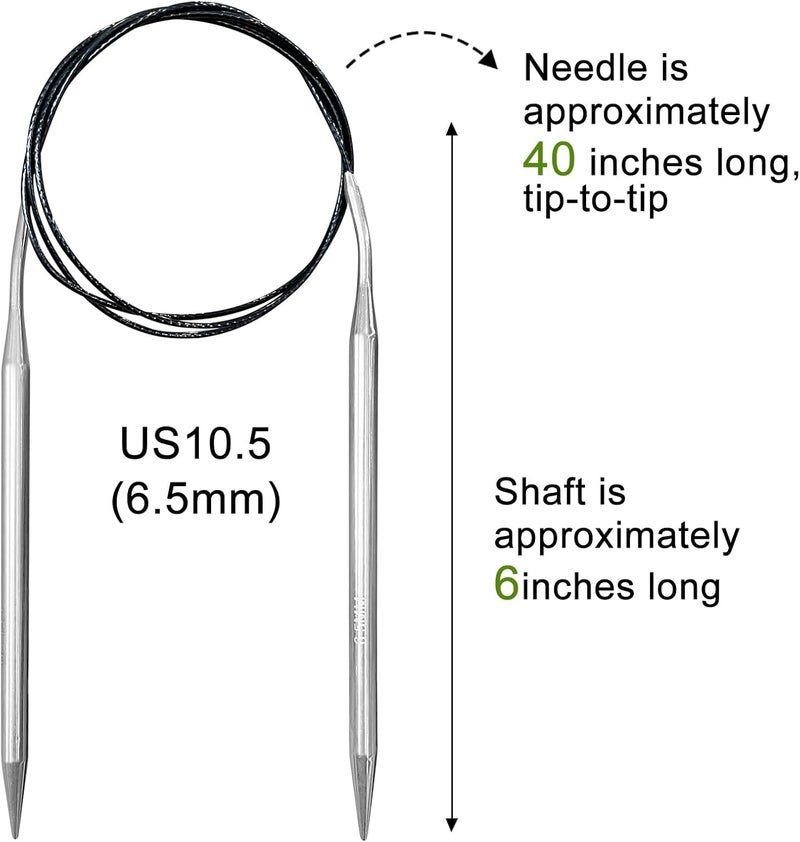Soosui 6.5 mm Circular Knitting Needles US10.5 |40 inches/100 cm | Suitable for Beginners to Knit Sweaters, Scarves, Blankets and Other Projects! - Image 2